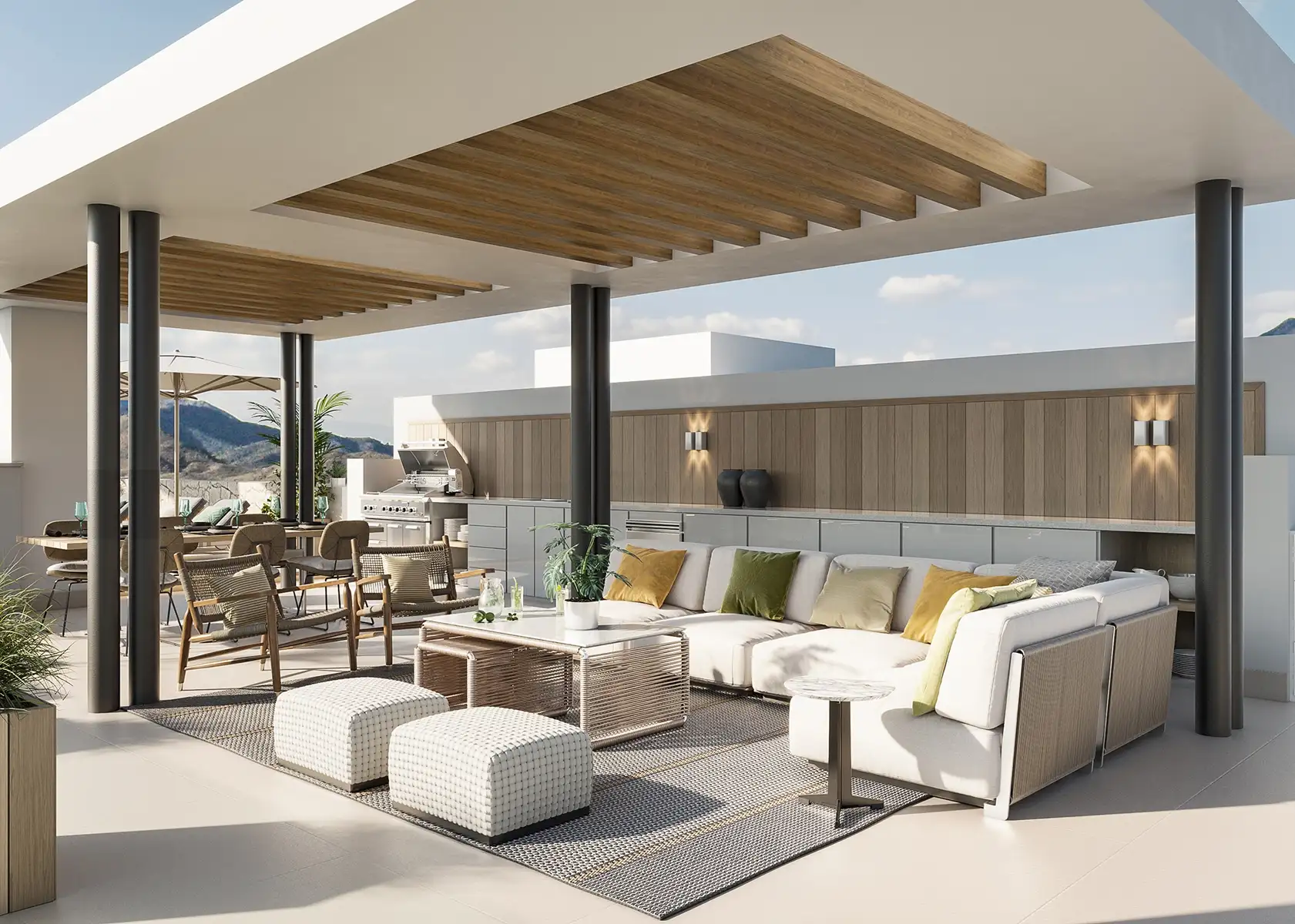 Dom w Hiszpanii na sprzedaż z dużym tarasem, kuchnią letnią i panoramicznym widokiem – nieruchomości w Hiszpanii z tarasem i przestrzenią do wypoczynku.